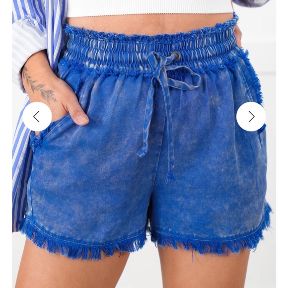 Zenana Mineral Washed Frayed Bottom Tencel Shorts! NWT! Size L - Picture 2 of 6